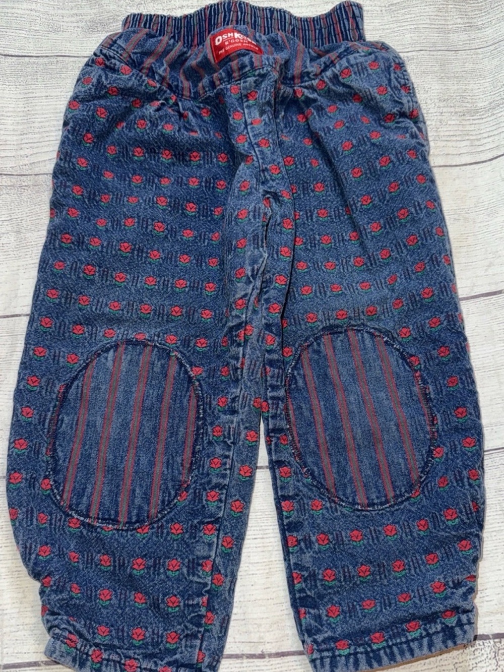 Vintage Oshkosh Bubble Denim Jeans 3T Floral Flowers Y2K 90s